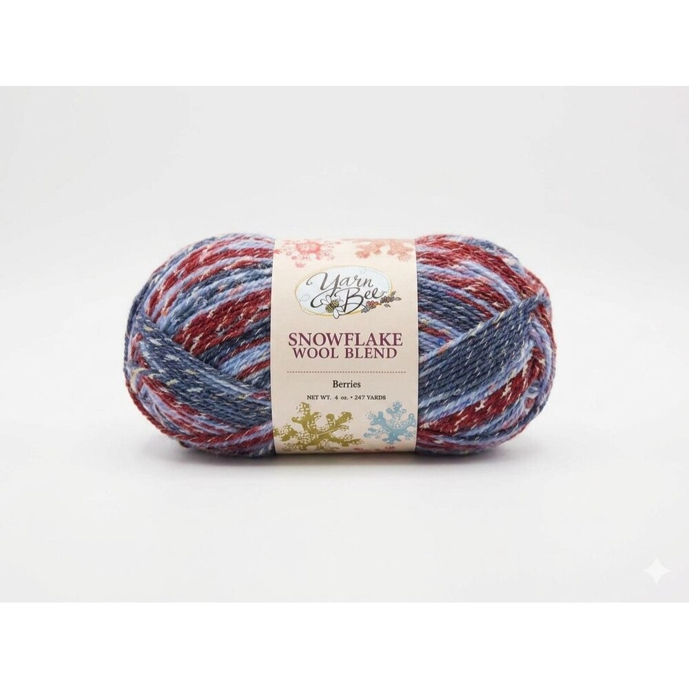 Yarn Bee Snowflake Wool Blend Yarn, Berries, Wool / Polyester, Holiday, Winter